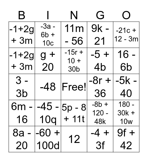 Distribution Bingo! Bingo Card