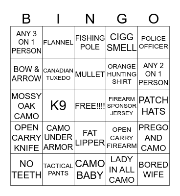 GUN SHOW BINGO Card