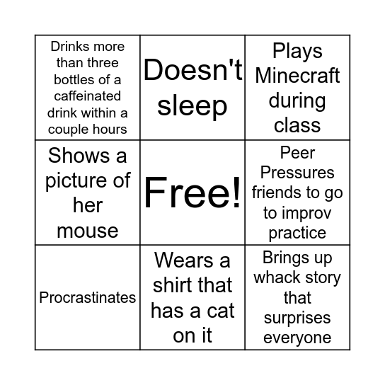 Angela Bingo Card