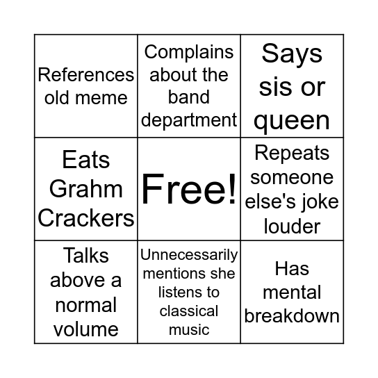 Abby Bingo Card