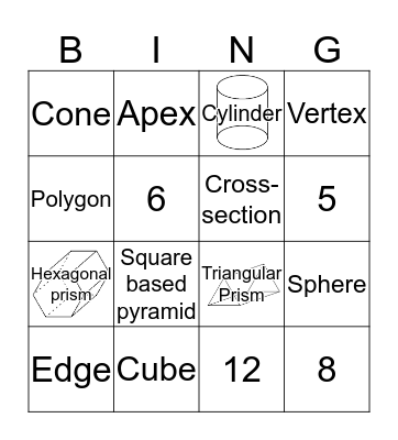 3D Shapes Bingo Card