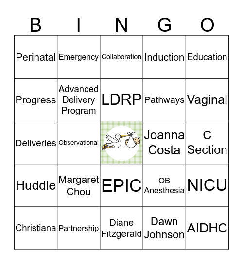 Stork Team Introduction Bingo Card