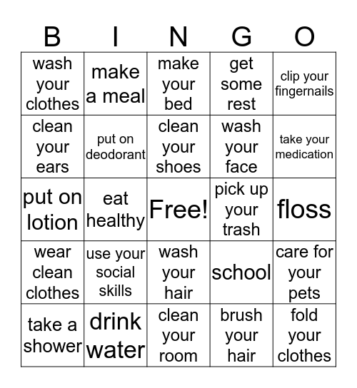 ADL BINGO  (2)  Bingo Card