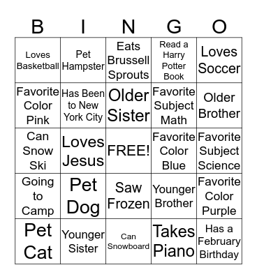 Fabulous Fourth Graders Bingo Card