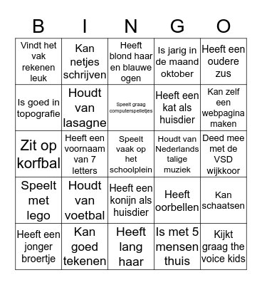 Groep 6 Bingo Card