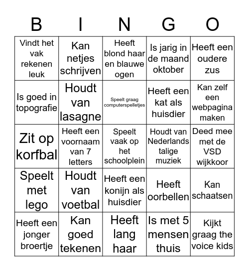 Groep 6 Bingo Card