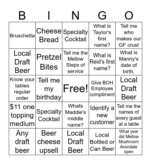 B-I-N-G-O Bingo Card