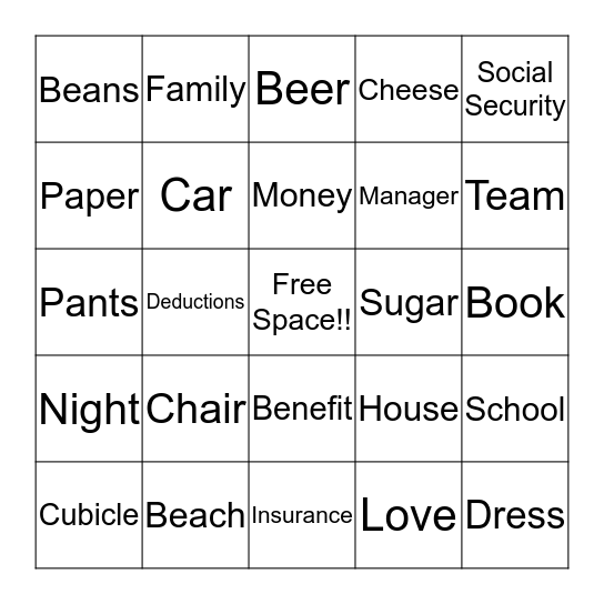 Cinco De Mayo Bingo Card