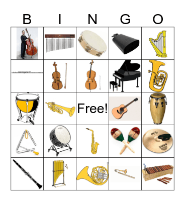 Instruments of the Orchestra BINGO Card