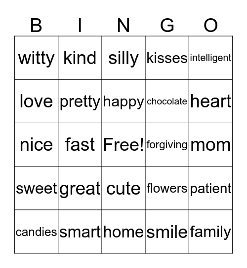 Mother's Day Bingo Card