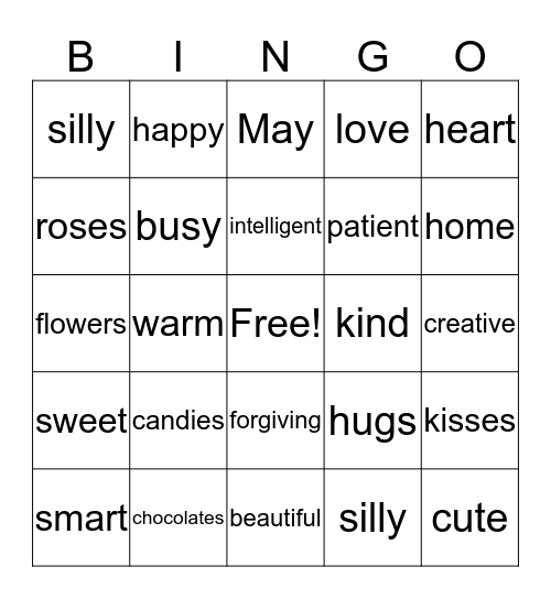 Mother's Day Bingo Card