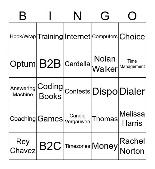 CALL CENTER BINGO Card