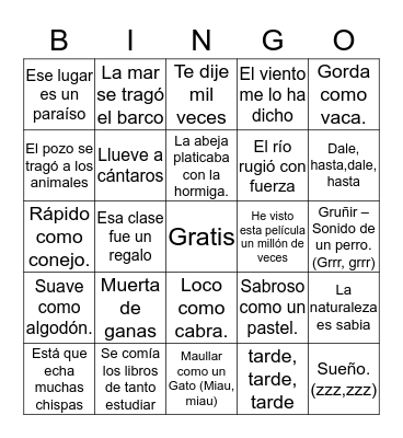 Lotería  -  Figuras Retóricas  Bingo Card