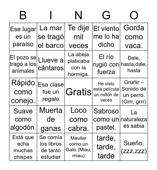 Lotería  -  Figuras Retóricas  Bingo Card