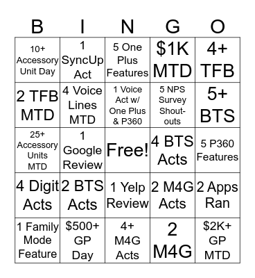 MAY Fast Start Challenge Bingo Card