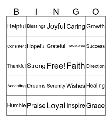 Uplifting BINGO Card