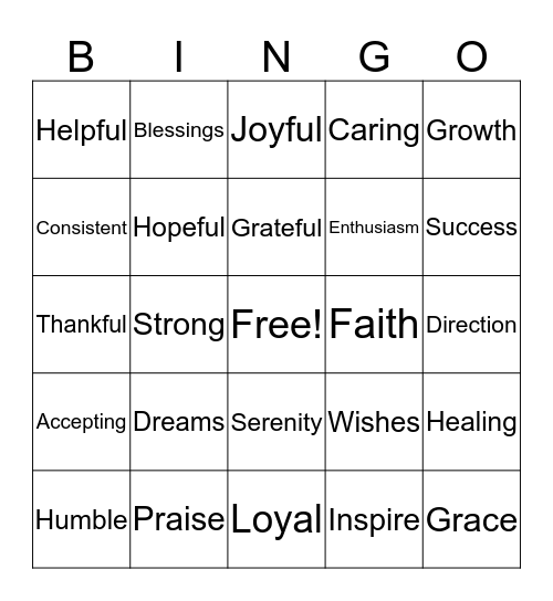 Uplifting BINGO Card