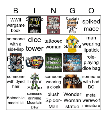 Comic Store Bingo Card