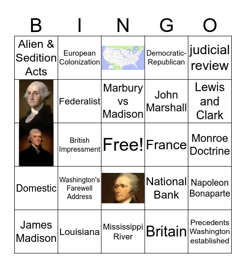 Early Republic Bingo Card