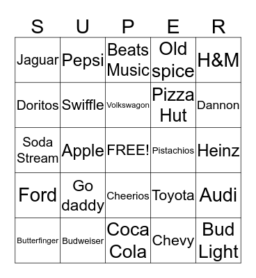 Super Bowl  Bingo Card