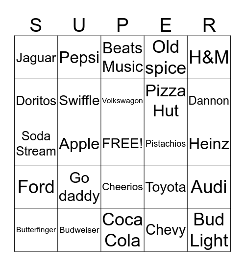 Super Bowl  Bingo Card