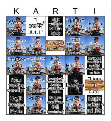 Kartik Bingo Card