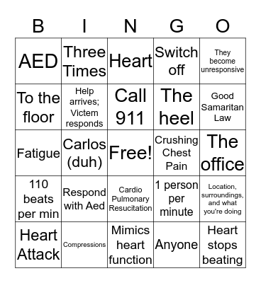 CPR Bingo Card