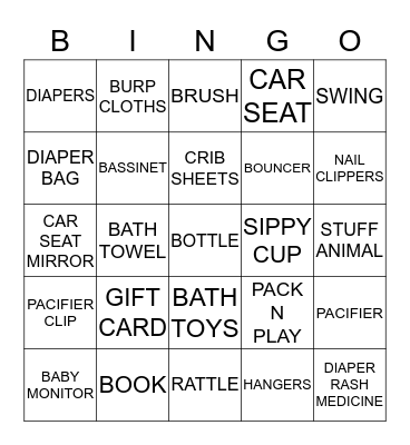 DEREKS BABY SHOWER Bingo Card
