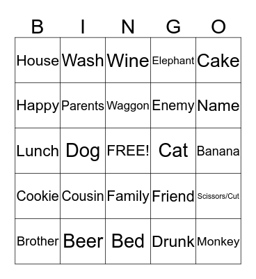 Sign Language Bingo Card