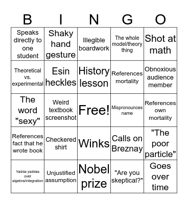 John Townsend Bingo Card