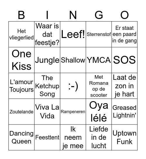 De Ultieme Schelf-MuziekBINGO!! Bingo Card