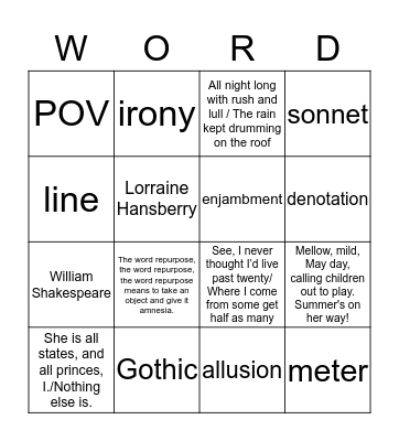 E3 Poetry BINGO Card