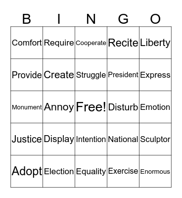 Unit 6 Level C Bingo Card