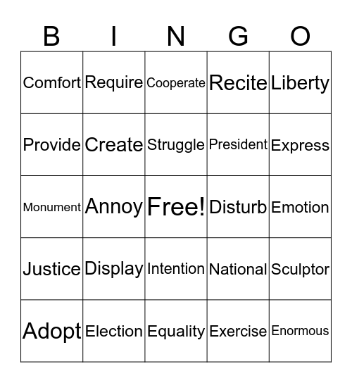 Unit 6 Level C Bingo Card
