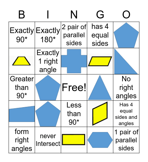 Geometry Bingo Card