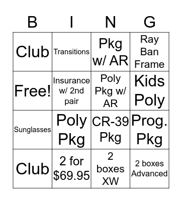 Friday Bingo Card