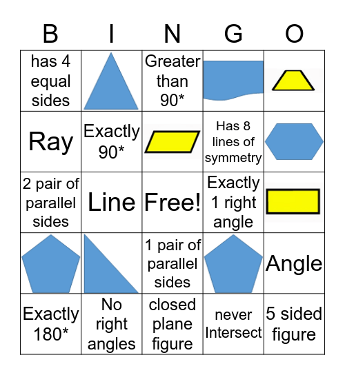 Geometry Bingo Card