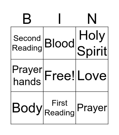First Communion  Bingo Card