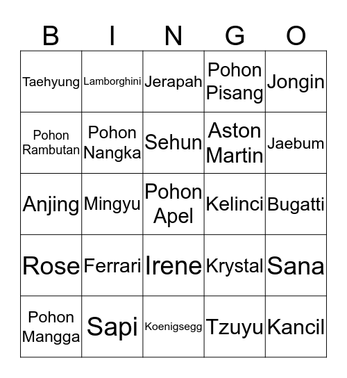 Fredo Bingo Card