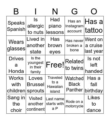 Find someone who... Bingo Card