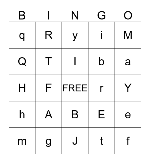 Alphabet Bingo Card