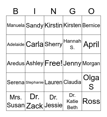 Tiger Tails Staff Bingo! Bingo Card