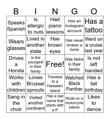 Find Someone Who... Bingo Card