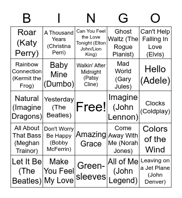 Boom Box Bingo With The Rogue Pianist Bingo Card