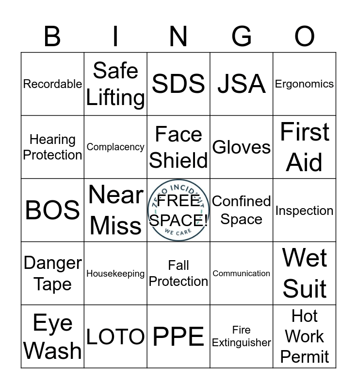 NAOSH Week Safety Bingo Card