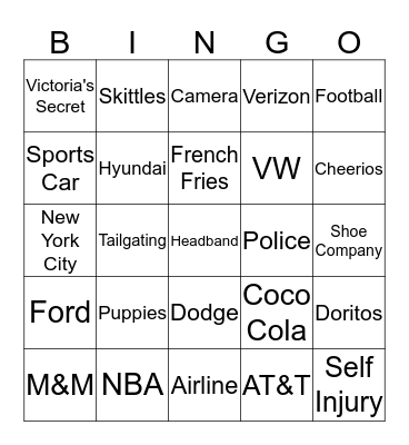 SuperBowl 2014 Bingo Card