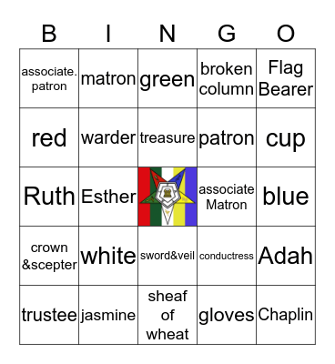 Order of Eastern Star Bingo Card