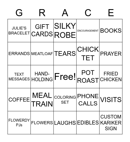 THANKS FROM THE BOTTOM OF MY HEART Bingo Card