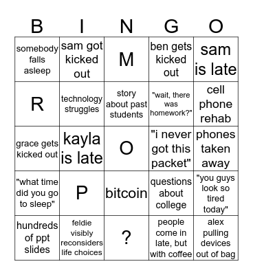 Discrete math bingo Card