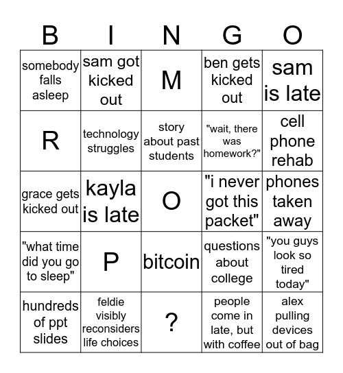 Discrete math bingo Card
